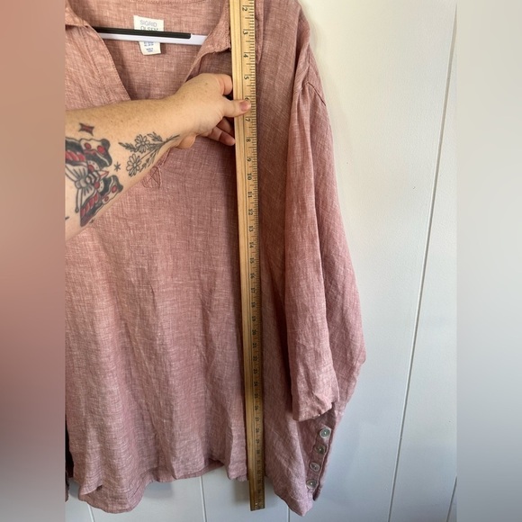 Sigred Olsen 100% Linen Pink Top Women’s Size 3X - Picture 11 of 13